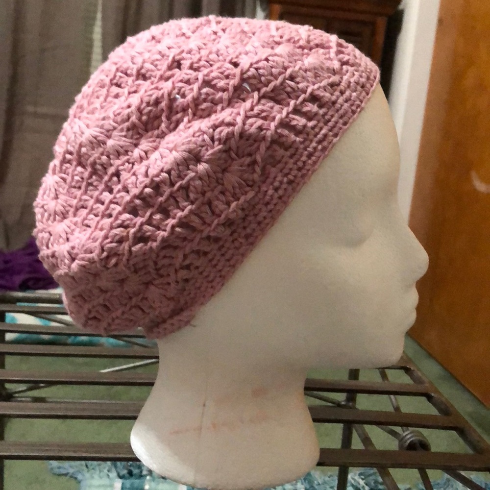 Light pink floppy winter cap